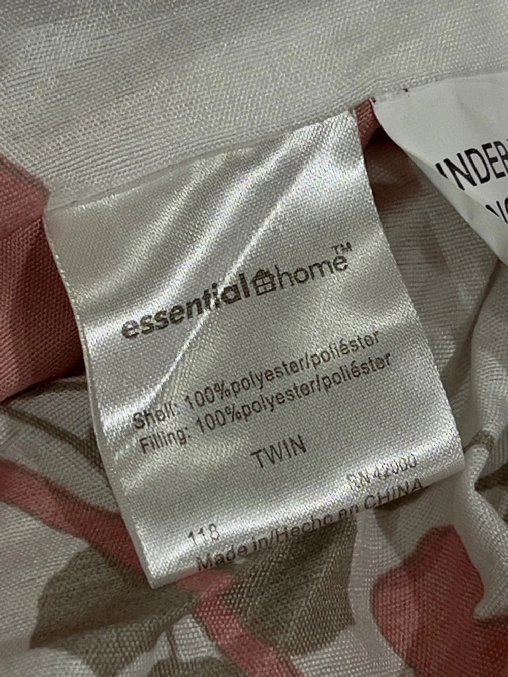 Twin Floral Printed Reversible Comforter Set in Dusty Rose and Gray - Picture 3 of 7